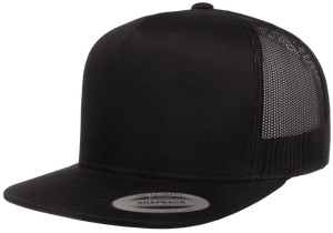 Yupoong Flat Bill Trucker Solid Color Snap-back Embroidery