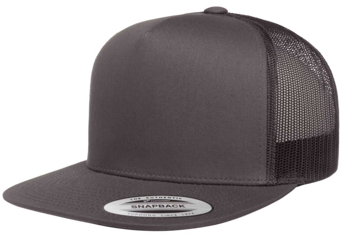 Yupoong Flat Bill Trucker Solid Color Snap-back Embroidery
