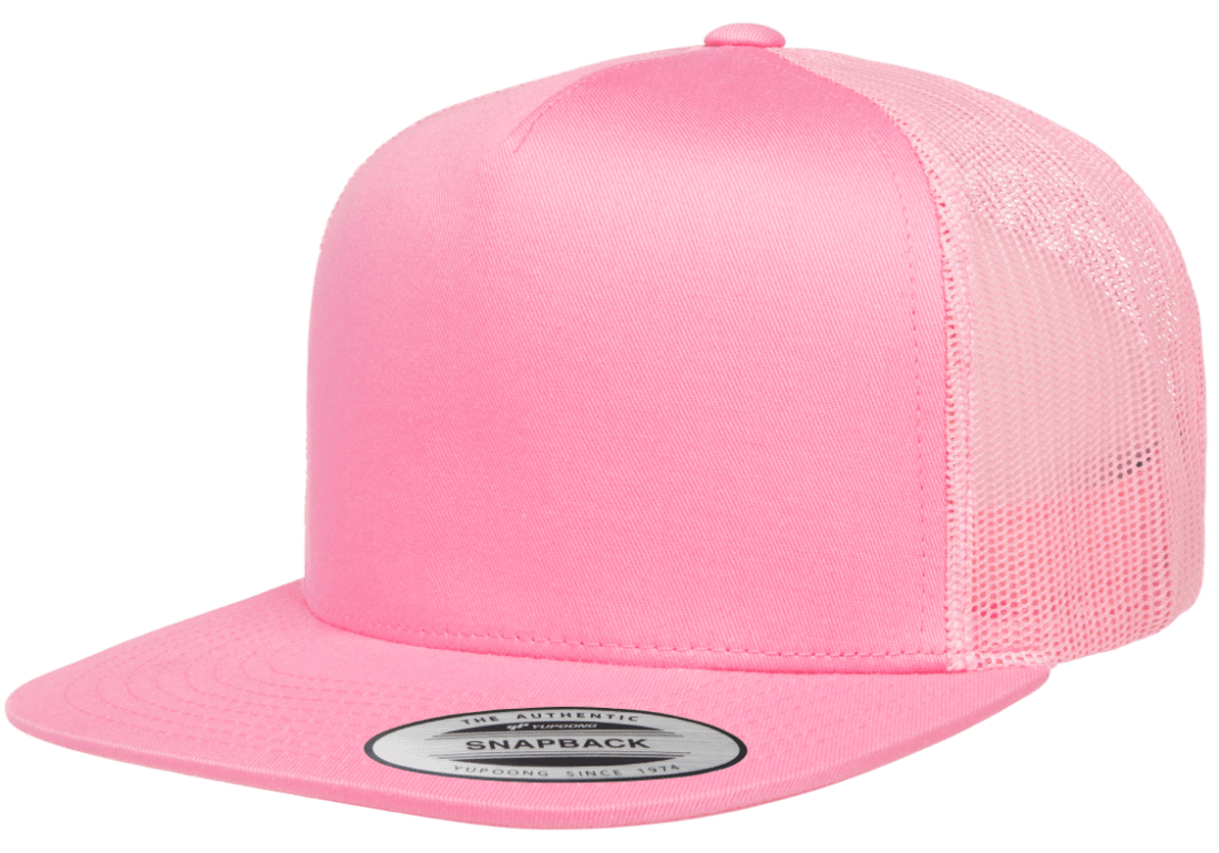Yupoong Flat Bill Trucker Solid Color Snap-back Embroidery