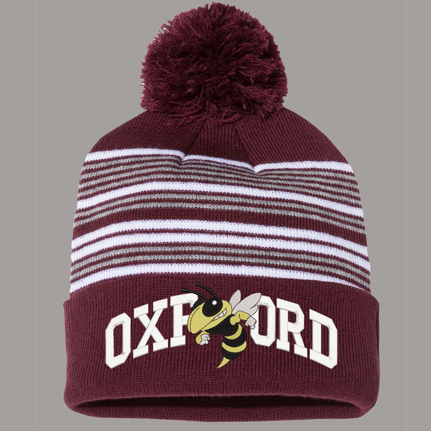 OAHS Soccer Striped Pom-Pom Cuffed Beanie
