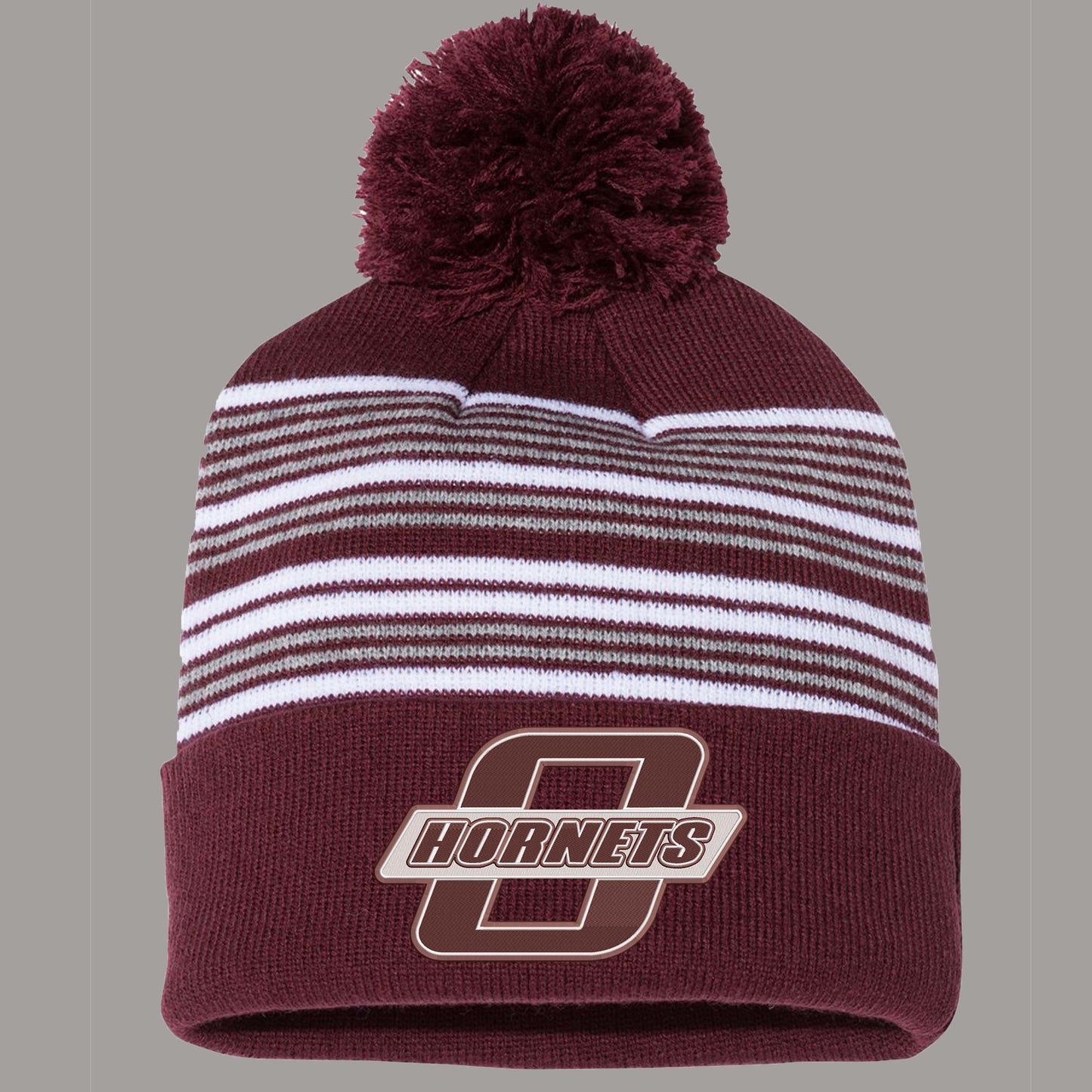 OAHS Soccer Striped Pom-Pom Cuffed Beanie