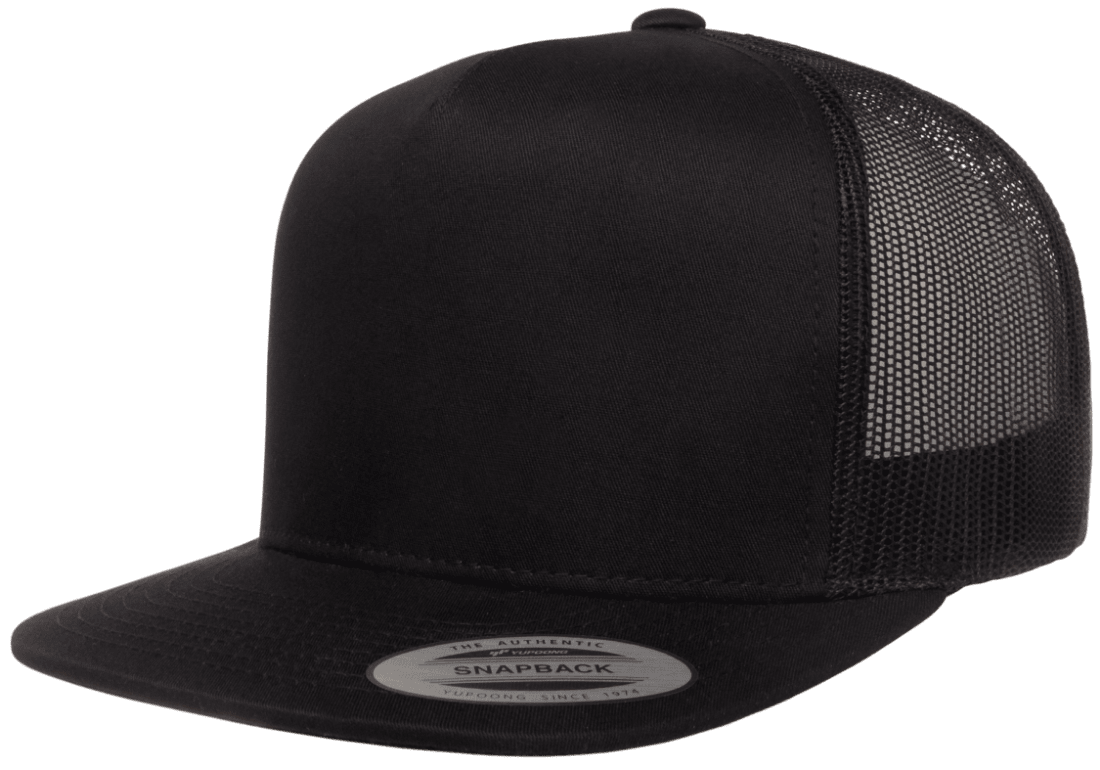 Yupoong Flat Bill Trucker Solid Color Snap-back Embroidery