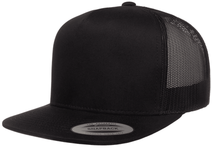 Yupoong Flat Bill Trucker Solid Color Snap-back Embroidery