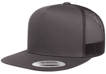 Yupoong Flat Bill Trucker Solid Color Snap-back Embroidery