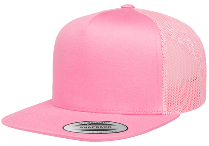 Yupoong Flat Bill Trucker Solid Color Snap-back Embroidery