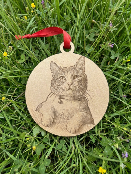 Custom Engraved Christmas Ornament with Your Photo 4.25 inch