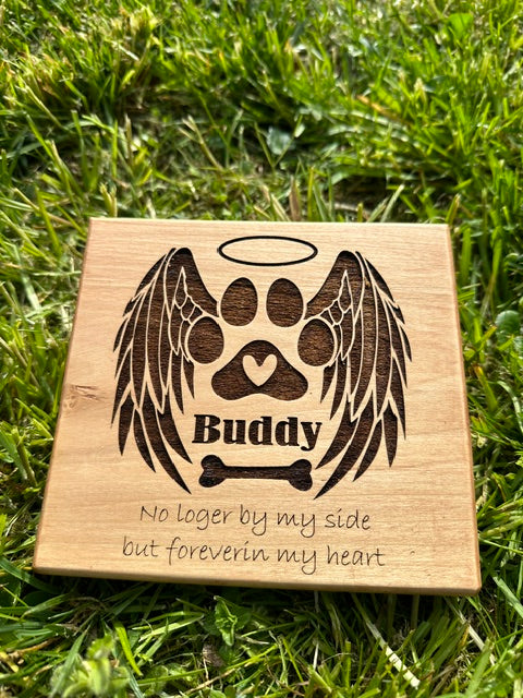 Wooden Plaque Block Dog Memorial