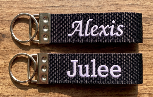 Personalized Embroidered  Wristlet / Key fob / Zipper pull